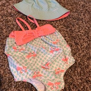 Flamingo Swimsuit with matching hat 💦